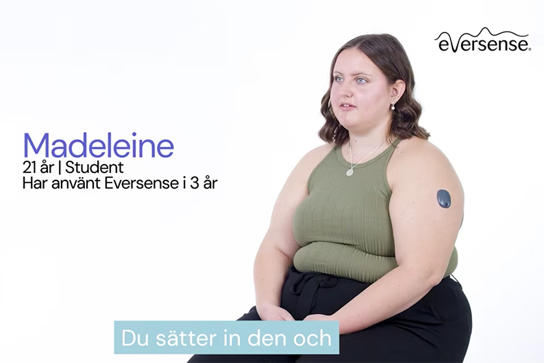 Ung kvinna berättar om hur det är att använda Eversense CGM-systemet
