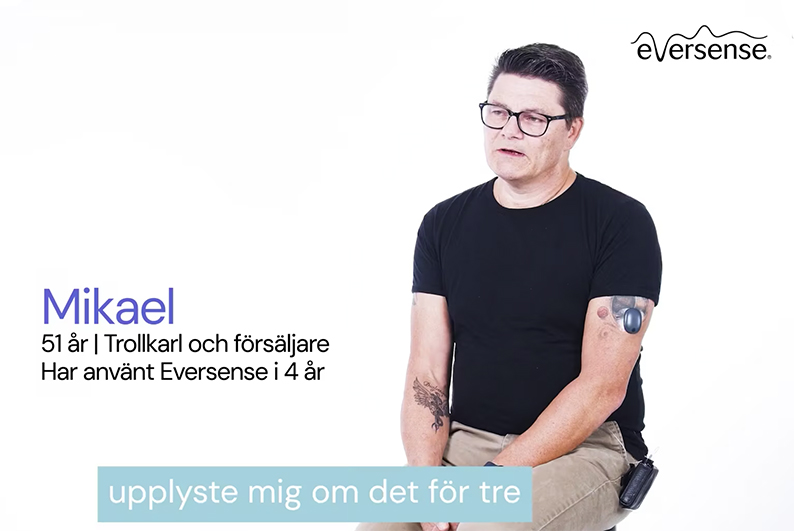 51-årig man med glasögon berättar om varför han valde Eversense CGM-systemet