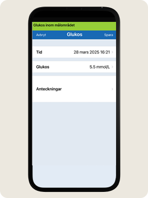 Smartphone som visar en app f&ouml;r m&aring;ltidssp&aring;rning
