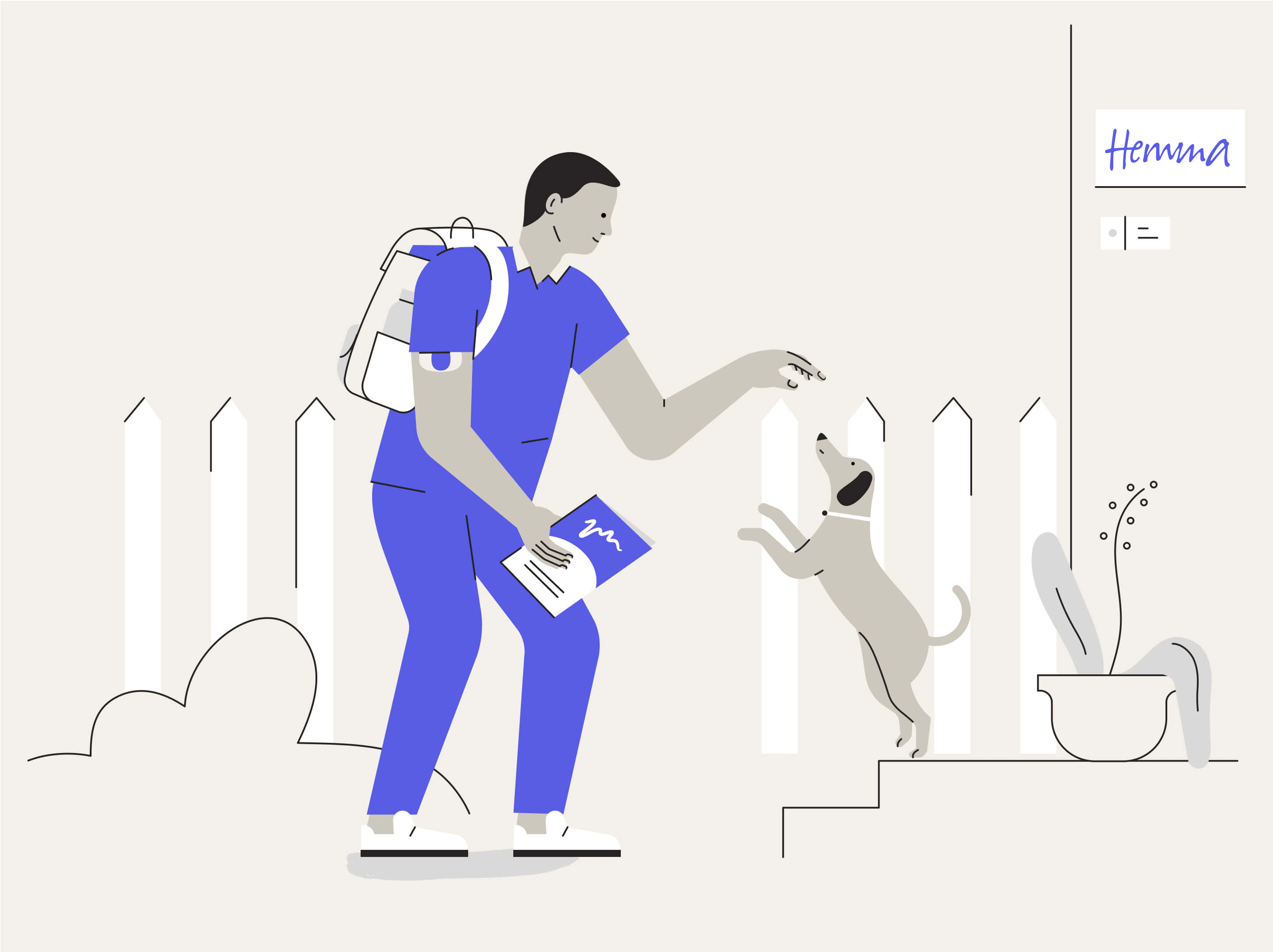 Glad Eversense CGM-användare som ger godsaker till hund